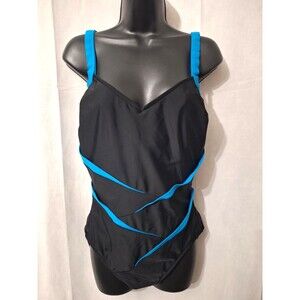 Vintage Carol Wior One Piece Fully Lined Swimsuit Underwire Bra Sz Medium Beach